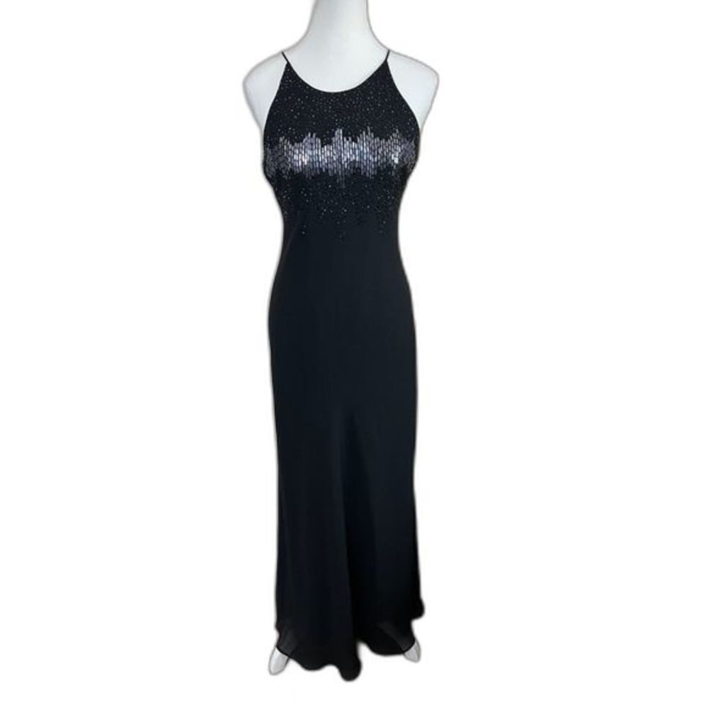 🌼 FINAL PRICE Cachet Black Strapless Beaded Maxi Dress